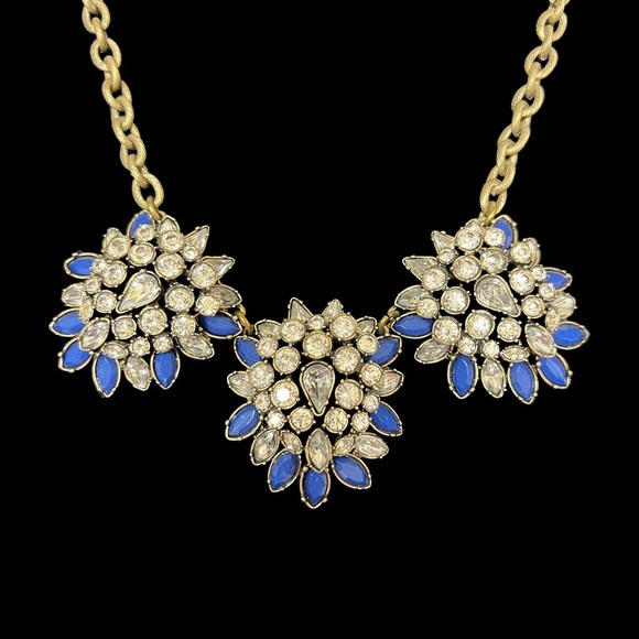 Ann Taylor LOFT Triple Blue Cluster Statement Necklace - Picture 1 of 5